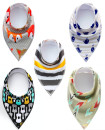 SET 1 Boy 5 Baby Bibs Bandana Handkerchief for Infant Drooling Teething Super Absorbent Bibs Age 0-24M